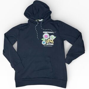 Smile World Black Hoodie with front and back graphic- Men’s XS